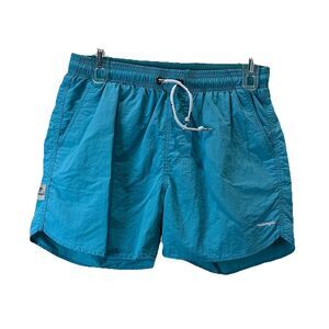 Maamgic Mens Teal Blue Swim Trunks W/ Mesh Lining Drawstring Pockets Size XS
